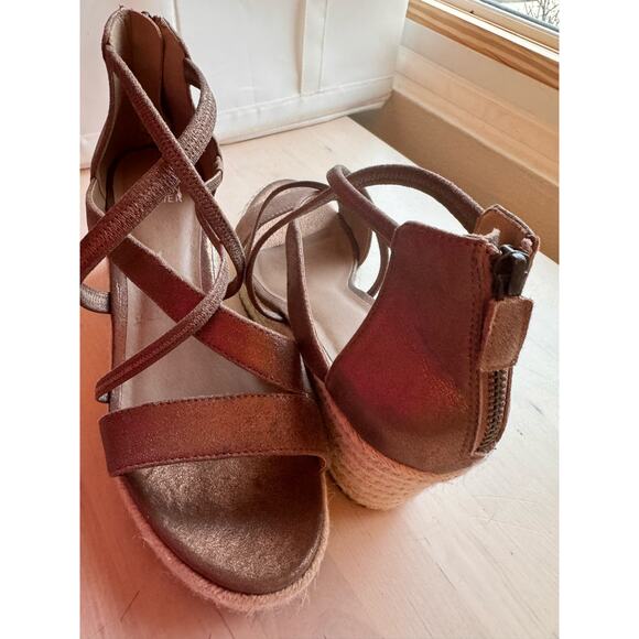 Eileen Fisher Wisp Metallic Suede Espadrille Weage Sandals size 8.5 - Picture 5 of 12